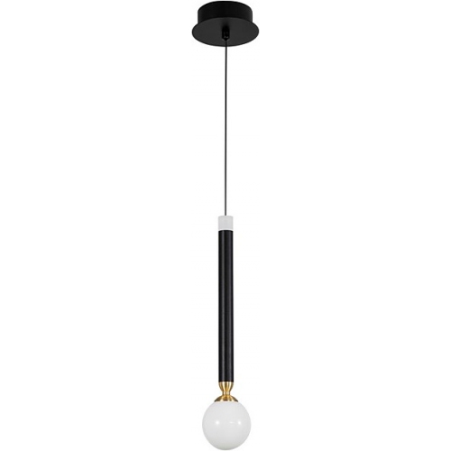 Stylowa Lampa wisząca szklana kula Reya 8 LED czarno-biała do kuchni, jadalni i salonu.