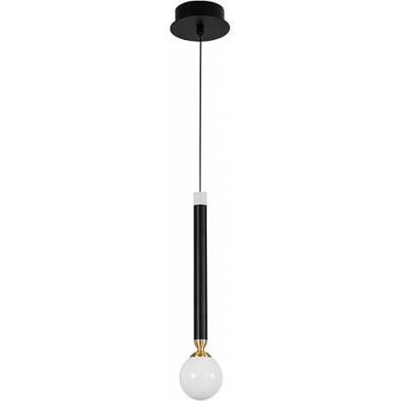 Stylowa Lampa wisząca szklana kula Reya 8 LED czarno-biała do kuchni, jadalni i salonu.