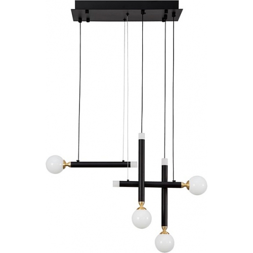 Stylowa Lampa wisząca szklane kule Reya LED czarno-biała do kuchni, jadalni i salonu.