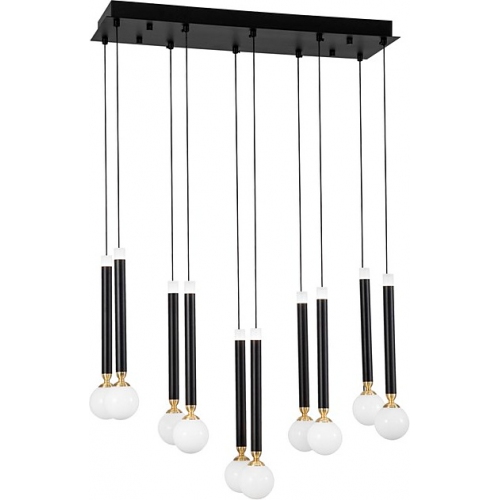 Stylowa Lampa wisząca szklane kule Reya 10 LED czarno-biała do kuchni, jadalni i salonu.