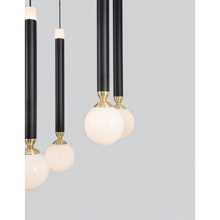 Reya 10 LED black&amp;white glass balls pendant lamp