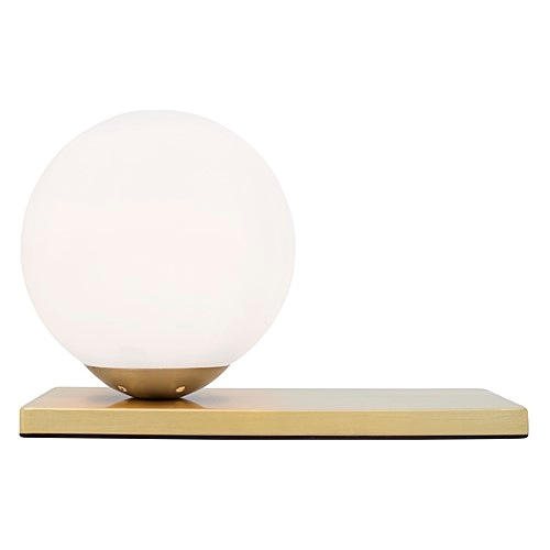 Dekoracyjna Lampa stołowa szklana kula glamour Stella mosiężno-biała do salonu, przedpokoju lub sypialni.