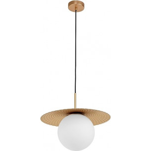 Elegancka Lampa szklana wisząca glamour Round Bubble 38 biało-złota do salonu i jadalni