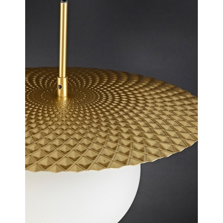 Elegancka Lampa szklana wisząca glamour Round Bubble 38 biało-złota do salonu i jadalni