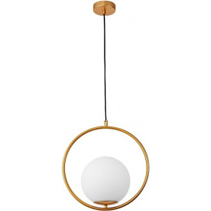 Elegancka Lampa wisząca szklana kula glamour Elegance 35 biało-złota do salonu i jadalni