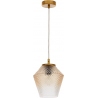 Stylowa Lampa wisząca szklana retro Leo 19 bursztynowo-mosiężna z dekoracyjnym kloszem