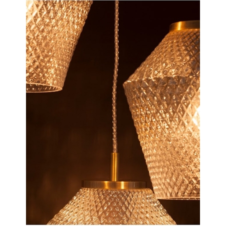 Leo 47 amber&amp;brass glass triple pendant lamp