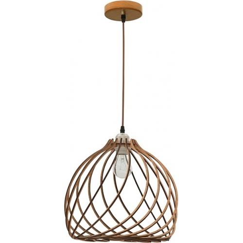 Ażurowa Lampa drewniana wisząca Wires 35 jasne drewno w stylu skandynawskim
