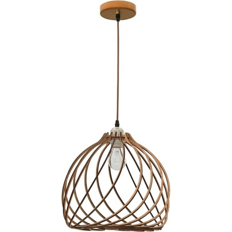 Ażurowa Lampa drewniana wisząca Wires 35 jasne drewno w stylu skandynawskim
