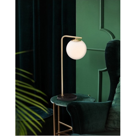 Arezzo white&amp;gold designer glass ball table lamp
