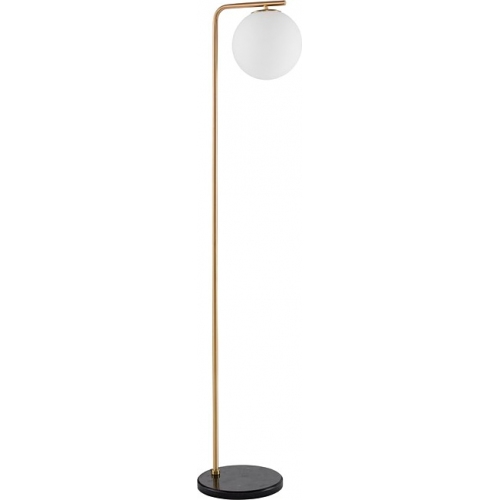 Elegancka Lampa podłogowa szklana kula designerska Arezzo biało-złota do salonu i sypialni