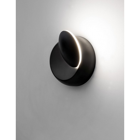 Stylowy Kinkiet okrągły regulowany Roundy LED czarny do salonu i kuchni.