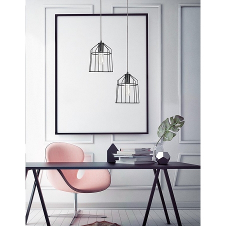 Dekoracyjna Lampa wisząca druciana Hugo 19 czarna do salonu, kuchni i sypialni