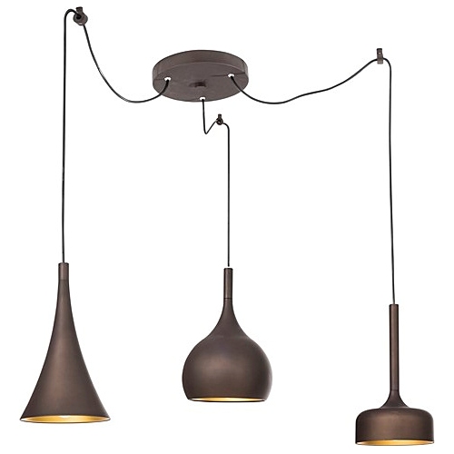Sandro brown loft pendant lamp with 3 lights