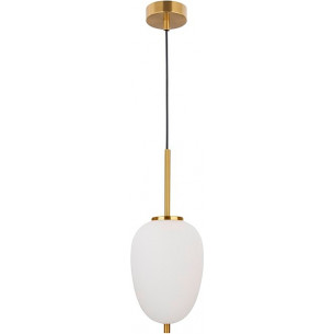 Elegancka Lampa wisząca szkana glamour Tamo 15 biało-mosiężna do salonu i jadalni