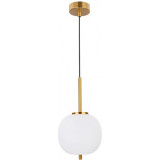 Elegancka Lampa wisząca szkana glamour Tamo 18 biało-mosiężna do salonu i jadalni
