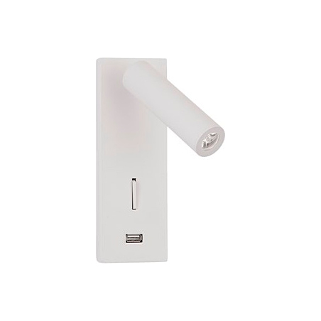 Space LED white minimalistic wall lamp with switch and usb