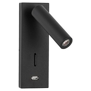 Space LED black minimalistic wall lamp with switch and usb