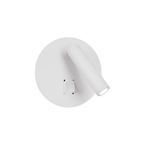 Runda LED white matt round wall lamp with switch