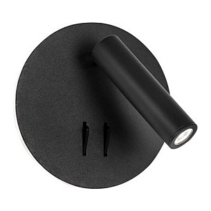 Runda LED black matt round wall lamp with switch