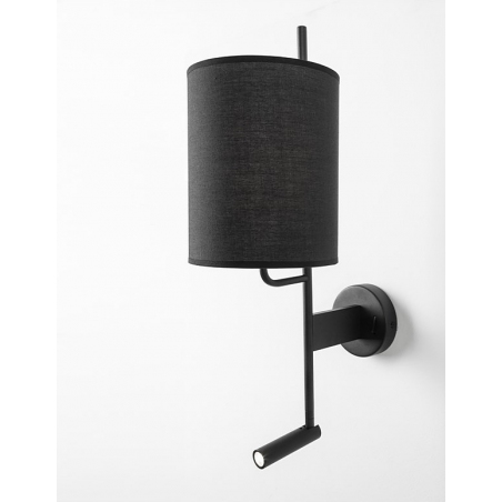 Manaya black wall lamp with shade and reading light