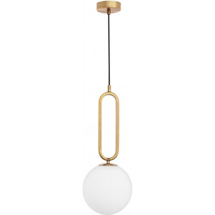 Elegancka Lampa wisząca szklana kula glamour Bullet 20 biało-mosiężna do salonu i jadalni