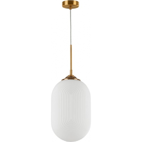 Elegancka Lampa wisząca szklana glamour Pelota 22 biało-mosiężna do salonu i jadalni