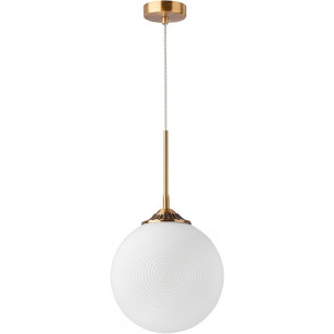 Elegancka Lampa wisząca szklana kula glamour Pelota 25 biało-mosiężna do salonu i jadalni