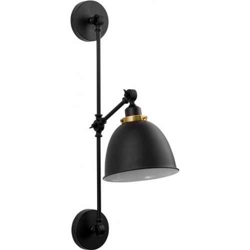 Petto black&amp;brass industrial wall lamp with arm