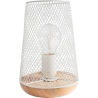 Scone white&amp;wood mesh table lamp