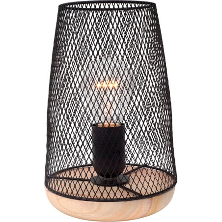 Scone black&amp;wood mesh table lamp