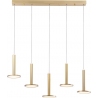 Elegancka Złota lampa wisząca glamour 5 punktowa Plato 107 LED do salonu i jadalni