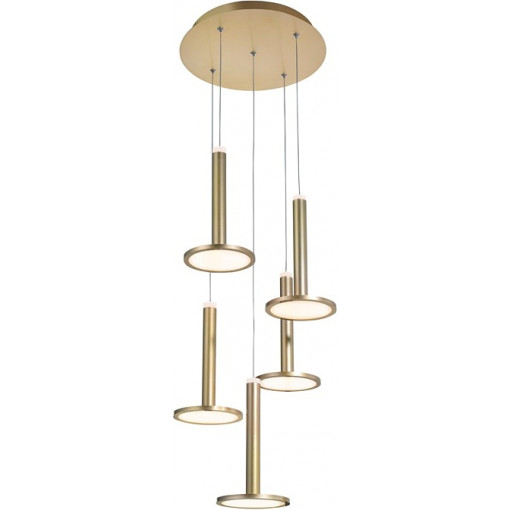 Plato Round 41 LED glamour gold pendant lamp with 5 lights