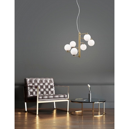 Antigo VI white&amp;brass glamour glass balls pendant lamp