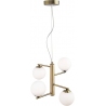 Elegancka Lampa wisząca szklane kule glamour Antigo IV biało-mosiężna do salonu i jadalni
