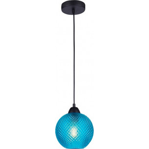 Elegancka Lampa wisząca szklana kula Boll 18 niebieska nad stół