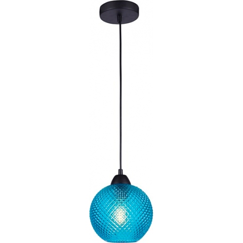 Elegancka Lampa wisząca szklana kula Boll 18 niebieska nad stół