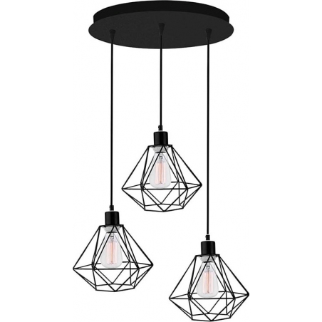 Trad 30 black wire pendant lamp with 3 lights