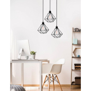 Dekoracyjna Lampa wisząca druciana potrójna Trad 30 czarna do salonu, kuchni i sypialni 2