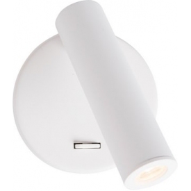Stylowy Kinkiet regulowany z włącznikiem Bento LED biały do sypialni.