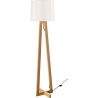 Stylowa Lampa podłogowa skandynawska z abażurem Fenil 31 biało-drewniana do salonu i sypialni