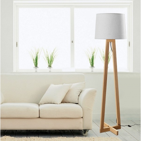 Fenil 31 white&amp;wood scandinavian floor lamp with shade