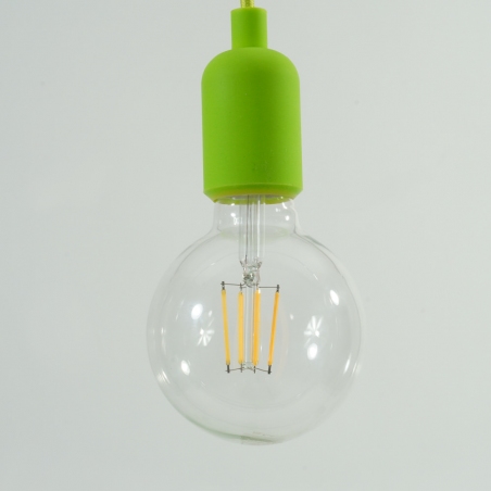 Stylowa Lampa żarówka na kablu Silicone  Limonkowa do salonu, sypialni i przedpokoju.