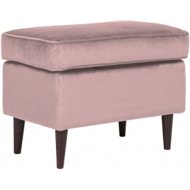 Ron Velvet pink velvet footstool with wooden legs Signal