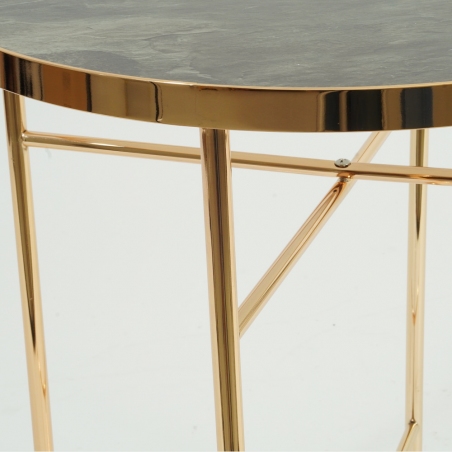 Designerski Stolik szklany z efektem marmuru Ibiza 42 Złoty Signal do salonu.