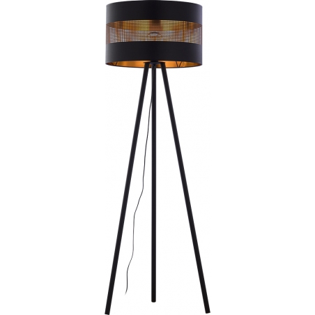 Stylowa Lampa podłogowa trójnóg ażurowy Tago czarno-złota Tk Lighting do salonu i sypialni