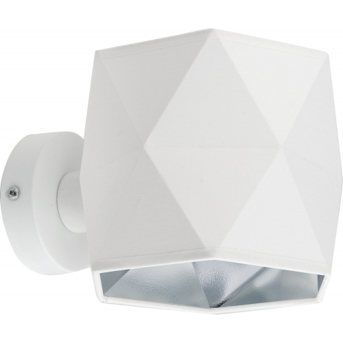 Stylowy Kinkiet geometryczny z abażurem Siro biało-srebrny Tk Lighting do sypialni