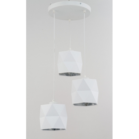 Stylowa Lampa wisząca potrójna geometryczna Siro biało-srebrna Tk Lighting do salonu i sypialni