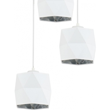 Stylowa Lampa wisząca potrójna geometryczna Siro biało-srebrna Tk Lighting do salonu i sypialni