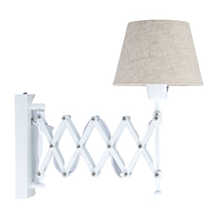 Bristol white&amp;grey rustic wall lamp with arm and shade Auhilon